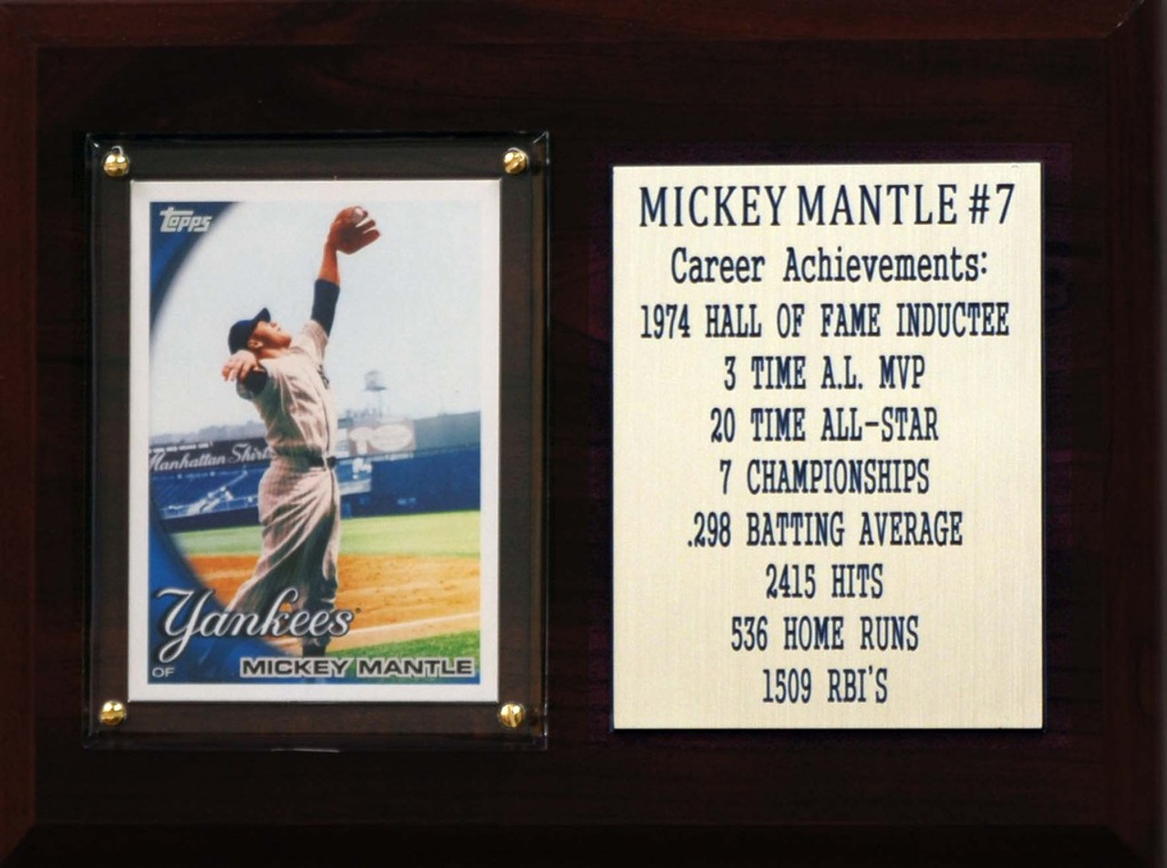 MLB 6"X8" Mickey Mantle New York Yankees Career Stat Plaque