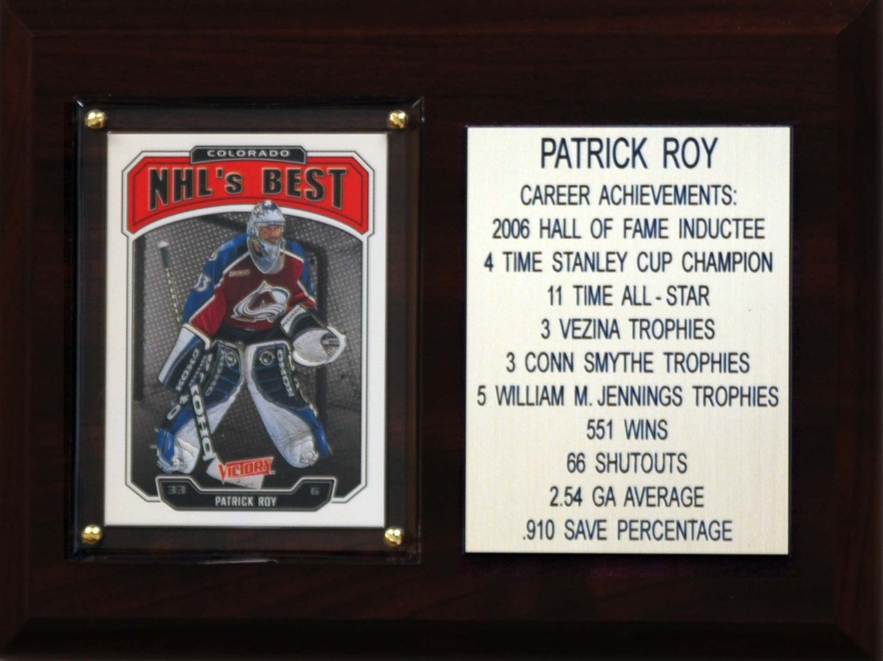 MLB 6"X8" Patrick Roy Colorado Avalanche Career Stat Plaque