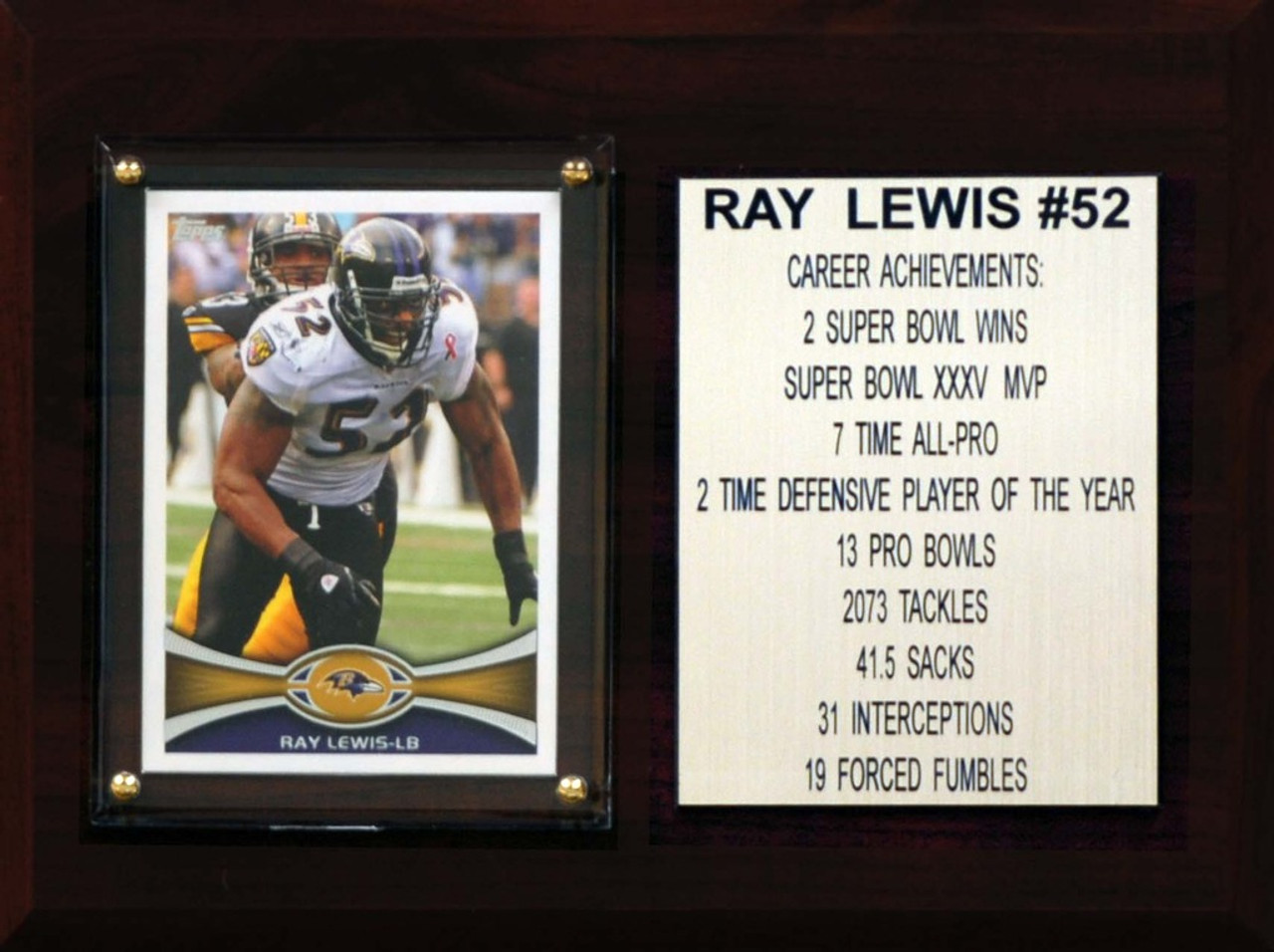 NFL 6"X8" Ray Lewis Baltimore Ravens Career Stat Plaque