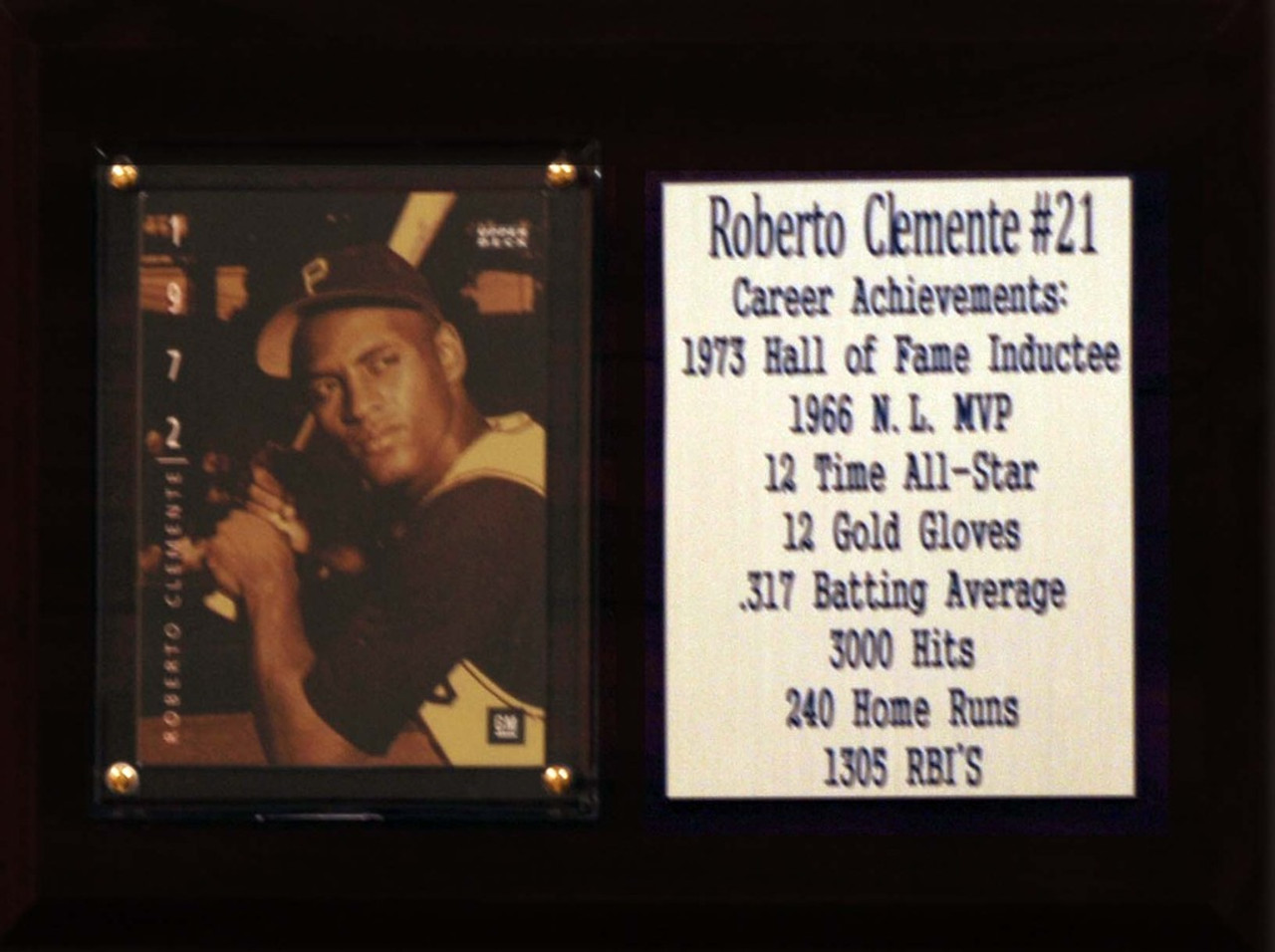 MLB 6"X8" Roberto Clemente Pittsburgh Pirates Career Stat Plaque