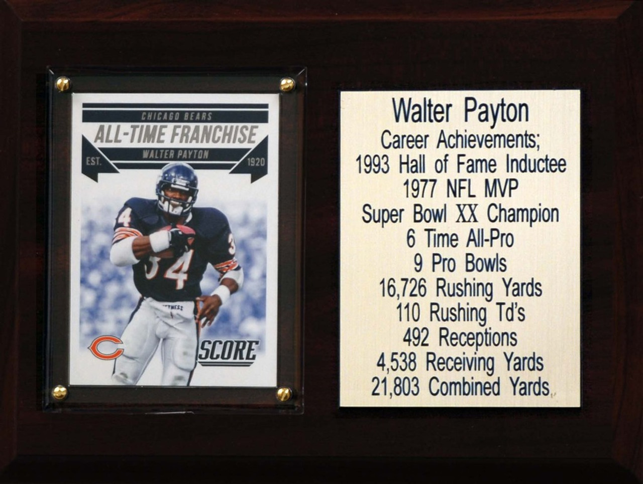 NFL 6"X8" Walter Payton Chicago Bears Career Stat Plaque