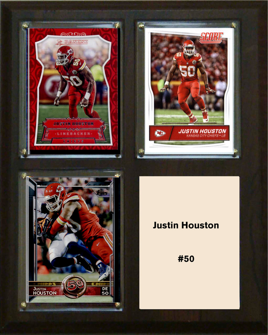 NFL 8"x10" Justin Houston Kansas City Chiefs Three Card Plaque