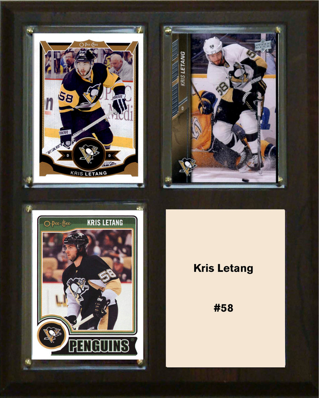 NHL 8"x10" Kris Letang Pittsburgh Penguins Three Card Plaque