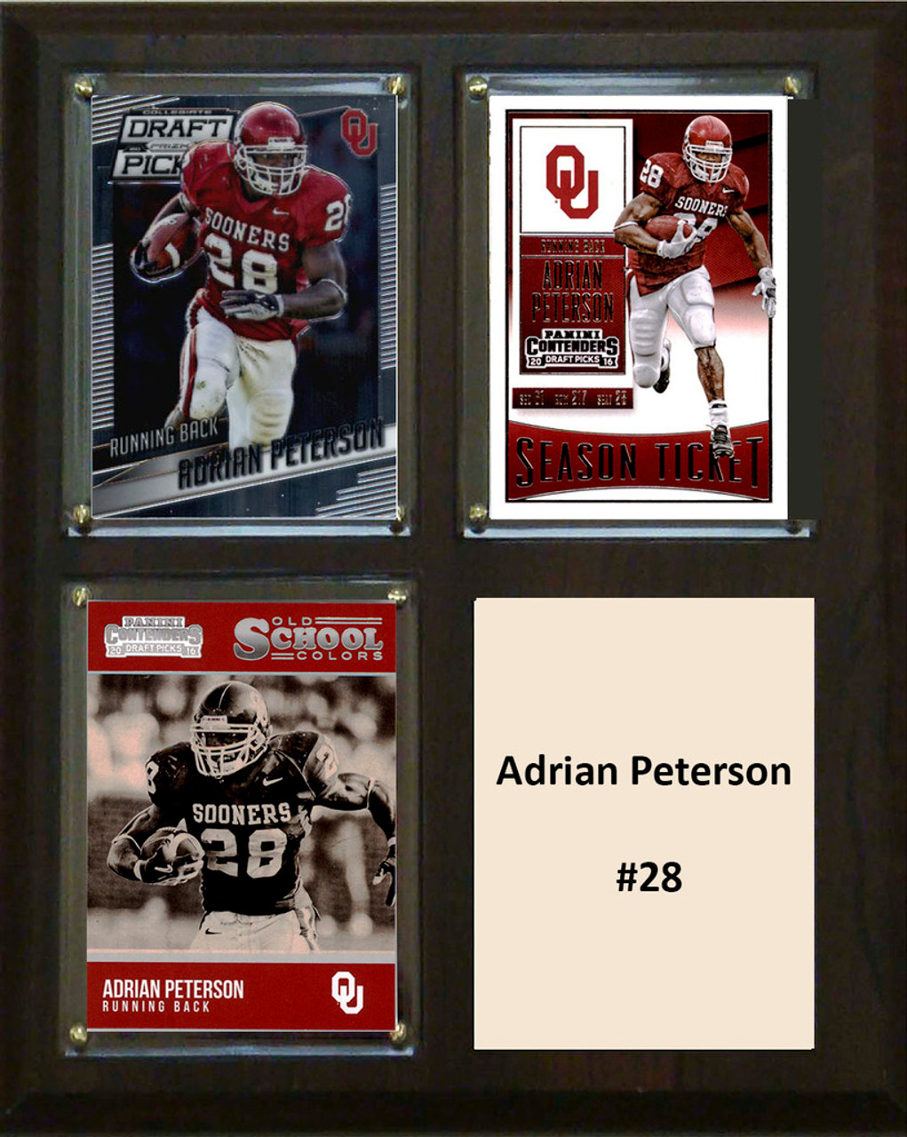 NCAA 8"X10" Adrian Peterson Oklahoma Sooners Three Card Plaque