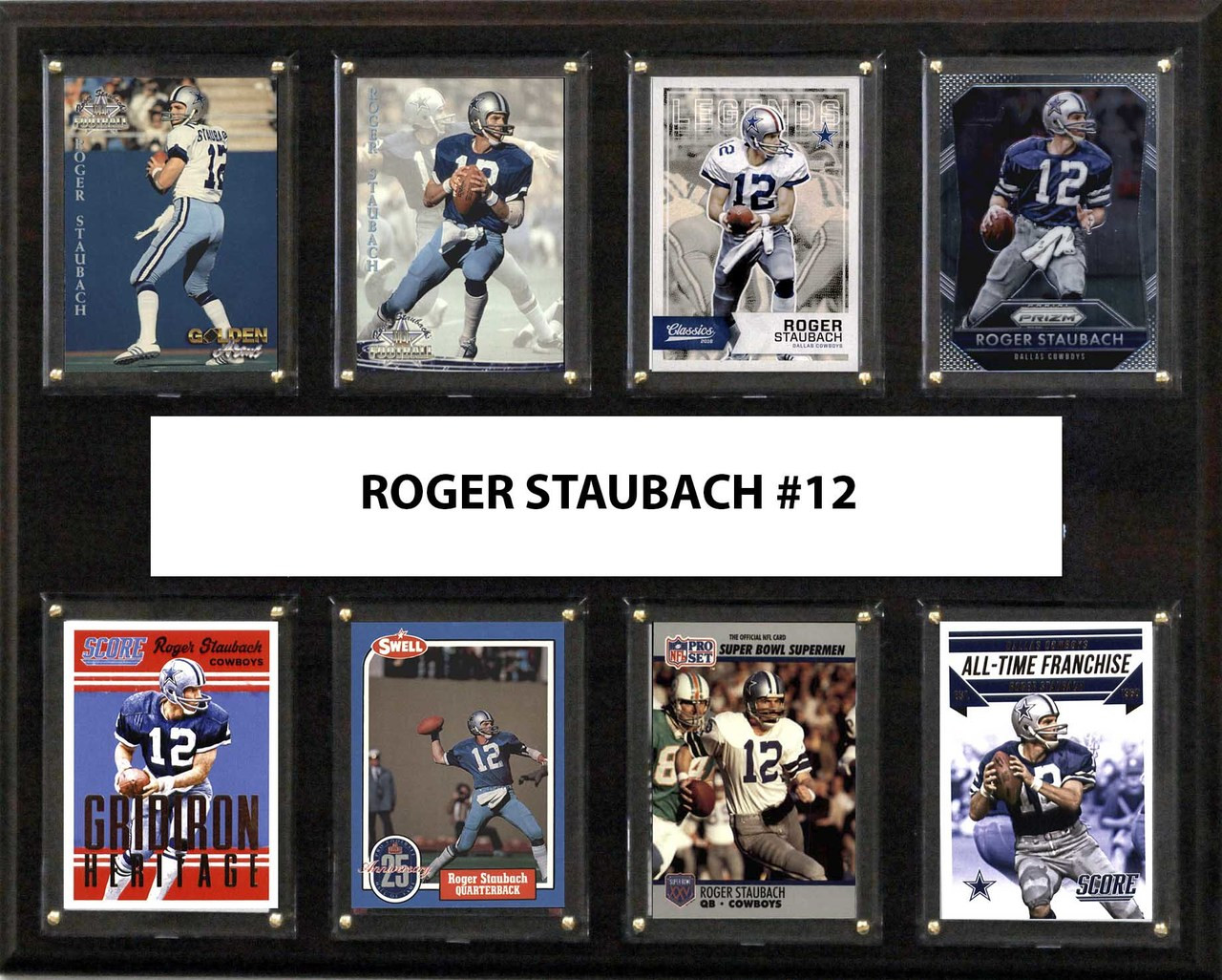 NFL 12"x15" Roger Staubach Dallas Cowboys 8-Card Plaque