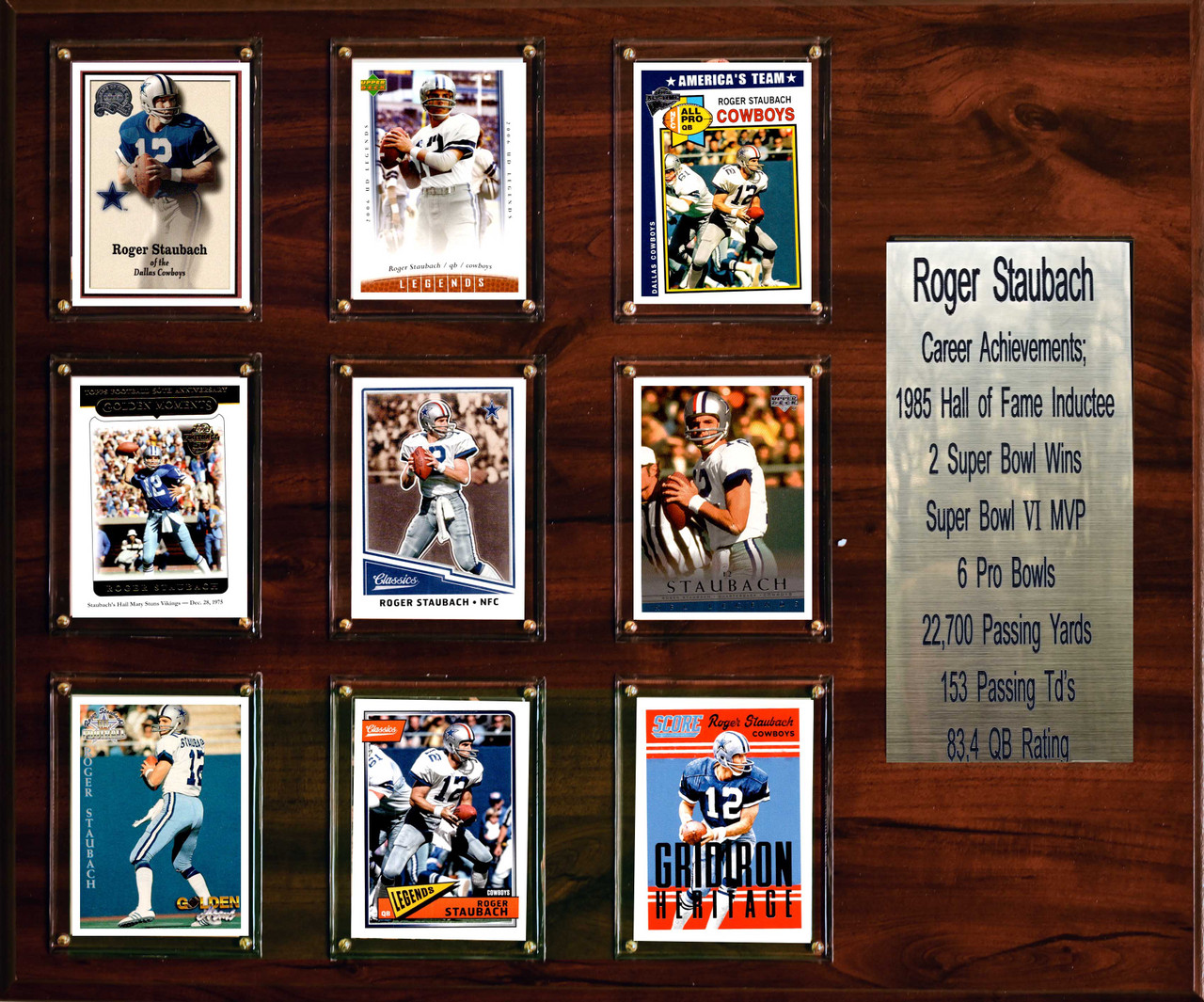 NFL 15"x18" Roger Staubach Dallas Cowboys Career Stat Plaque