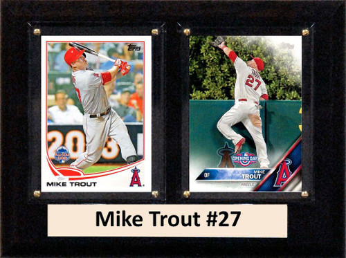MLB6"X8"Mike Trout Los Angeles Angels Two Card Plaque