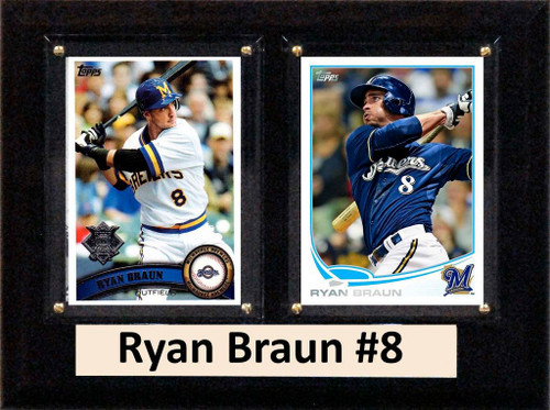 MLB6"X8"Ryan Braun Milwaukee Brewers Two Card Plaque