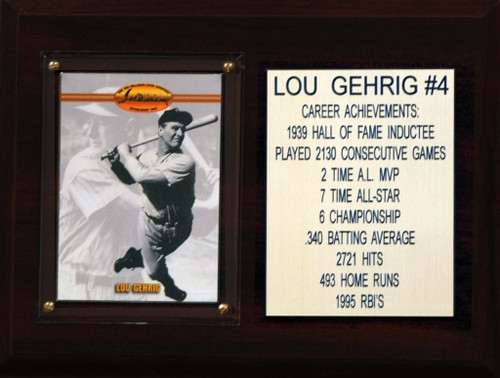MLB6"X8"Lou Gehrig New York Yankees Career Stat Plaque