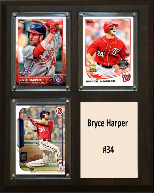 MLB8"x10"Bryce Harper Washington Nationals Three Card Plaque