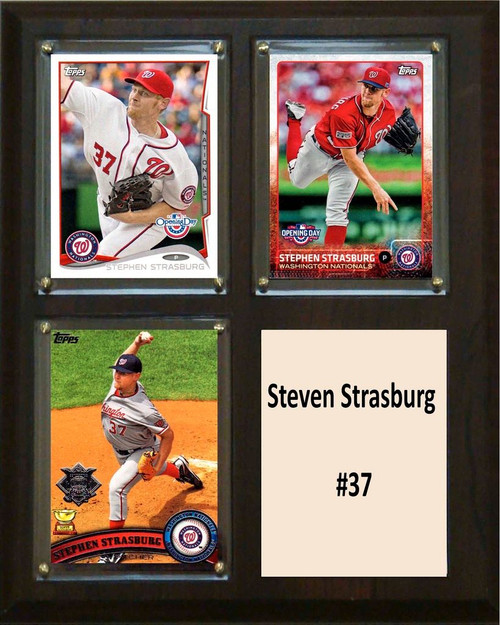 MLB8"x10"Steven Strasburg Washington Nationals Three Card Plaque