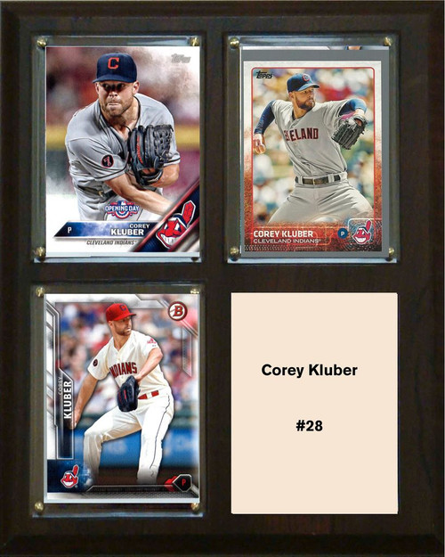MLB8"x10"Corey Kluber Cleveland Indians Three Card Plaque