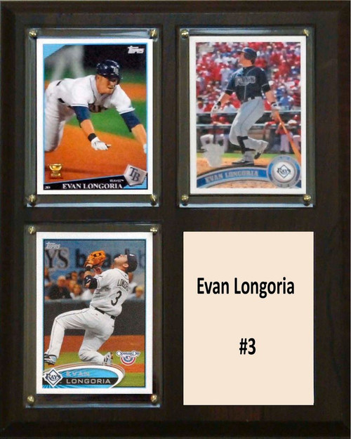 MLB8"x10"Evan Longoria Tampa Bay Rays Three Card Plaque