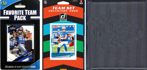 NFL Detroit Lions Licensed 2020 Score Team Set and Favorite Player Trading Card Pack Plus Storage Album