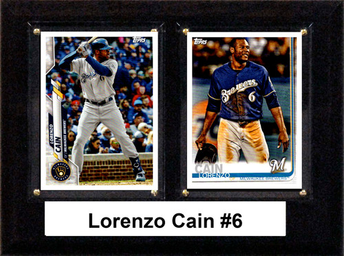 MLB 6"x8" Lorenzo Cain Milwaukee Brewers Two Card Plaque