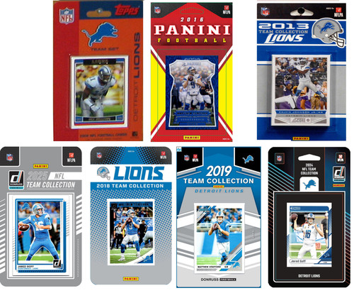 NFL Detroit Lions 7 Different Licensed Trading Card Team Sets