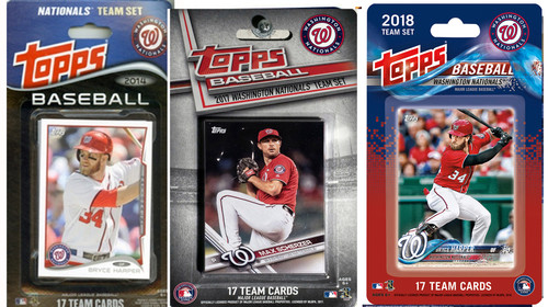 MLB Washington Nationals 3 Different Licensed Trading Card Team Sets
