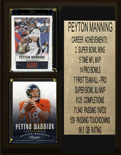 NFL 8"x10" Peyton Manning Denver Broncos Two Card Plaque
