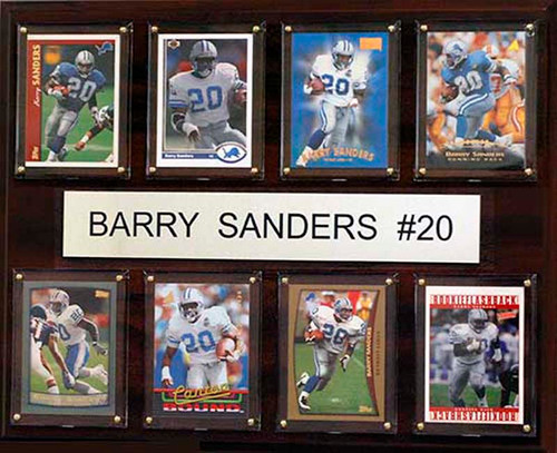 NFL 12"x15" Barry Sanders Detroit Lions 8 Card Plaque