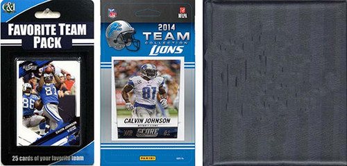 NFL Detroit Lions Licensed 2014 Score Team Set and Favorite Player Trading Card Pack Plus Storage Album