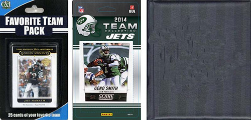 NFL New York Jets Licensed 2014 Score Team Set and Favorite Player Trading Card Pack Plus Storage Album