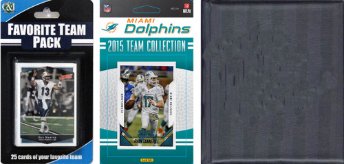 NFL Miami Dolphins Licensed 2015 Score Team Set and Favorite Player Trading Card Pack Plus Storage Album