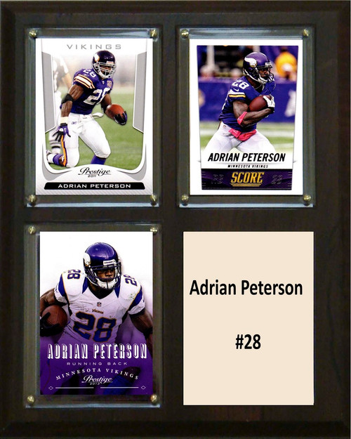 NFL 8"x10" Adrian Peterson Minnesota Vikings Three Card Plaque