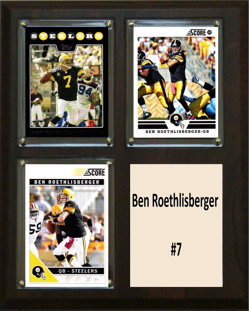 NFL 8"x10" Ben Roethlisberger Pittsburgh Steelers Three Card Plaque