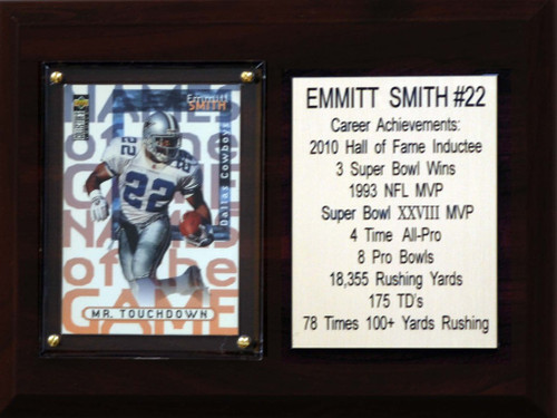 NFL 6"X8" Emmitt Smith Dallas Cowboys Career Stat Plaque