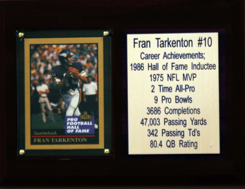 NFL 6"X8" Fran Tarkenton Minnesota Vikings Career Stat Plaque