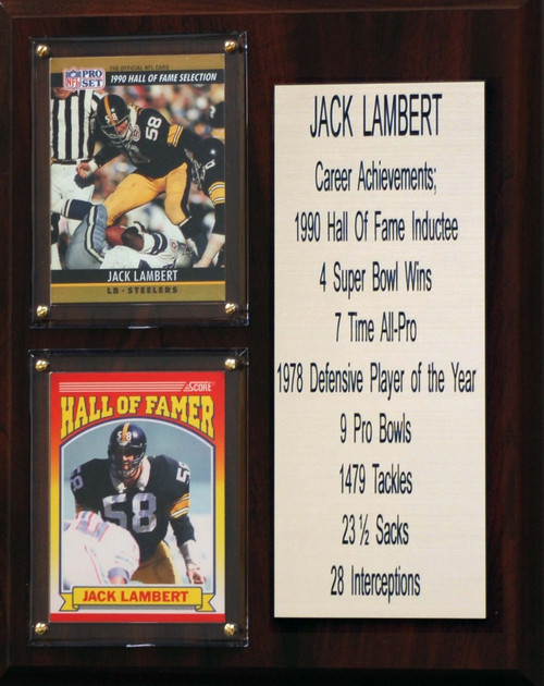 NFL 8"X10" Jack Lambert Pittsburgh Steelers Career Stat Plaque