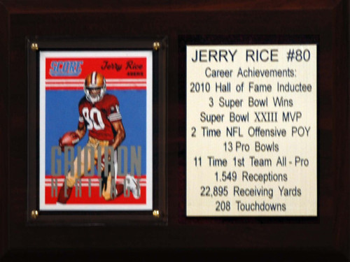 NFL 6"X8" Jerry Rice San Francisco 49ers Career Stat Plaque