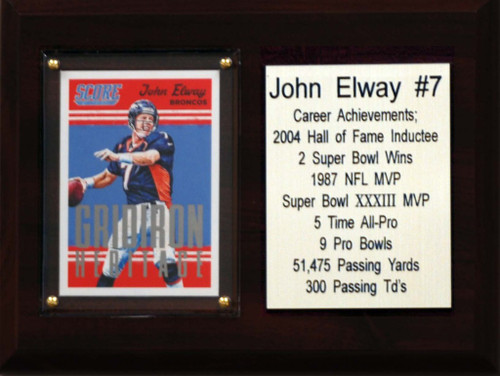 NFL 6"X8" John Elway Denver Broncos Career Stat Plaque