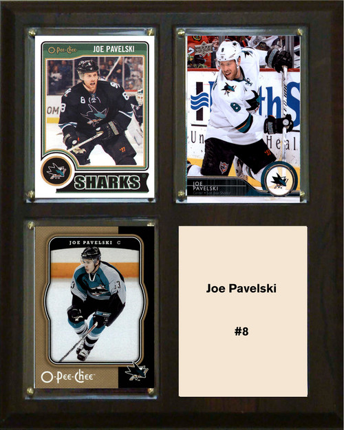 NHL 8"x10" Joe Pavelski San Jose Sharks Three Card Plaque