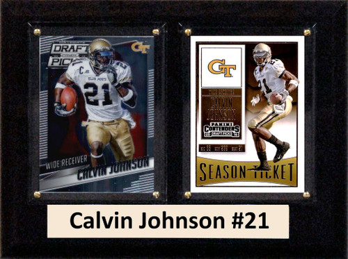 NCAA 6"X8" Calvin Johnson Georgia Tech Yellow Jackets Two Card Plaque