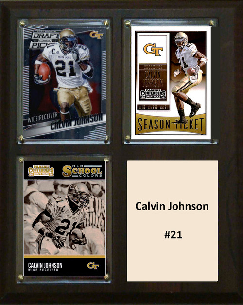 NCAA 8"X`10" Calvin Johnson Georgia Tech Yellow Jackets Three Card Plaque