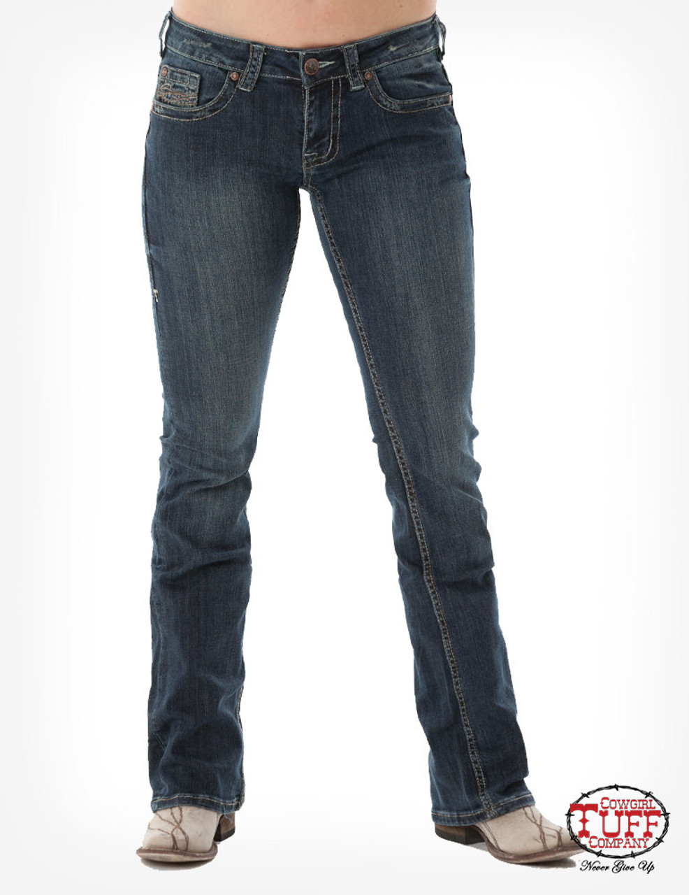 Cowgirl Tuff Women/'s Dark Wash Don/'t Fence Me In Jeans JDARKW