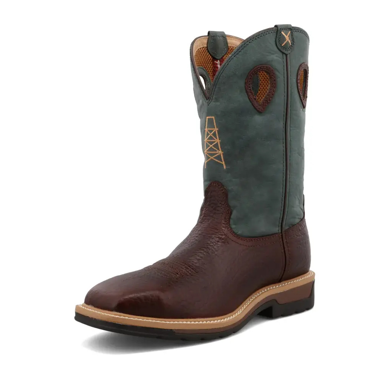 Twisted X Men's Work Boots Lite Weight Cowboy Oiled Cognac / Blue w