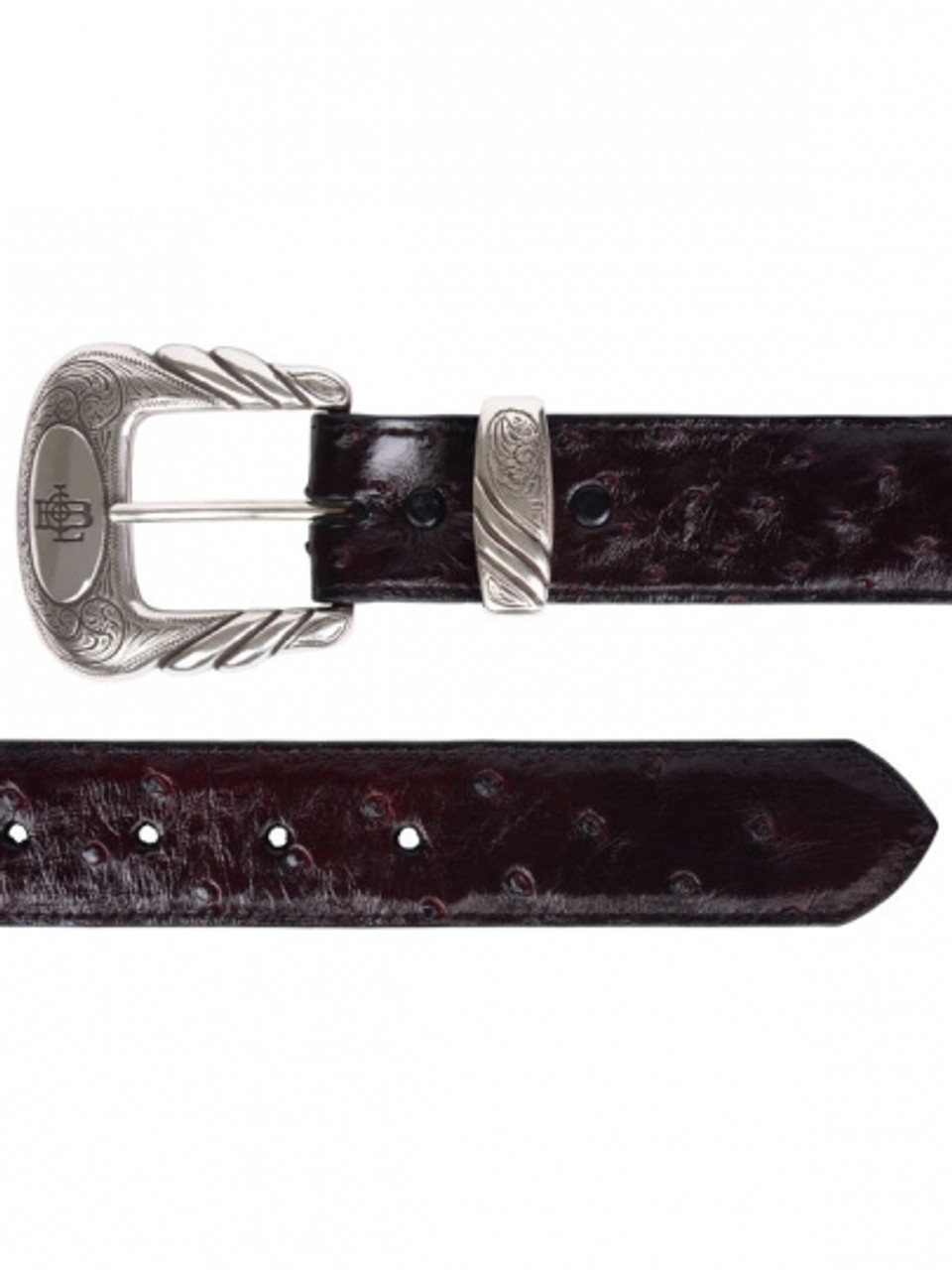 Lucchese Men's Belts - Full Quill Ostrich - Black Cherry - Billy's