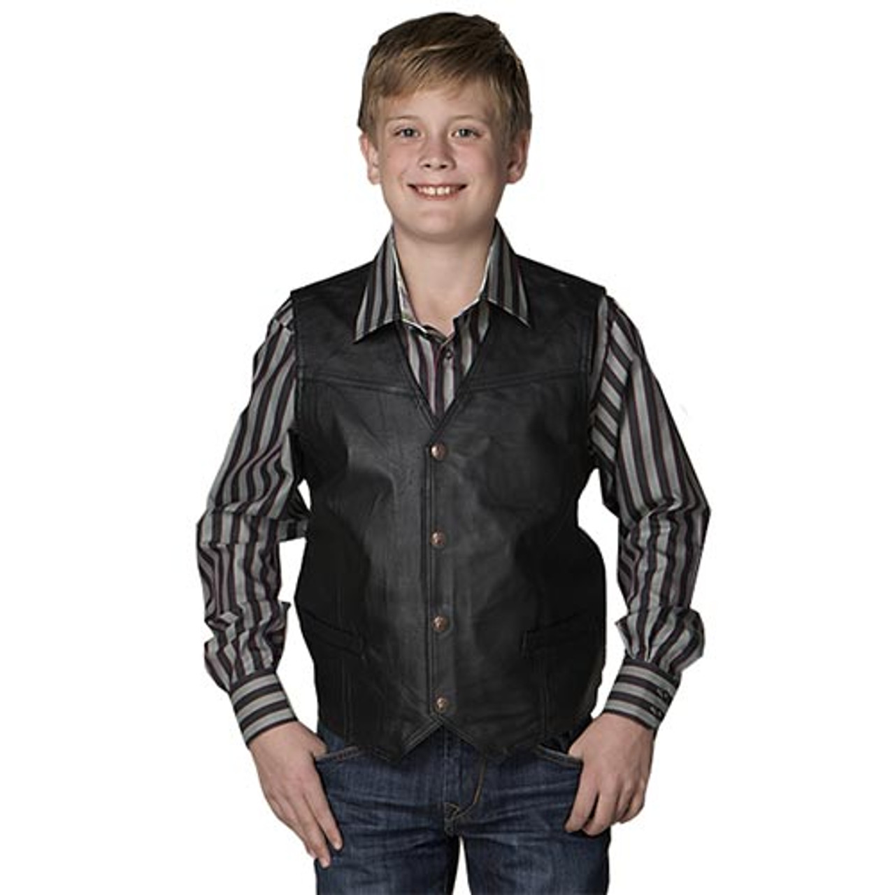 Cripple Creek Kids Apparel Black Leather Vest Billy S Western Wear