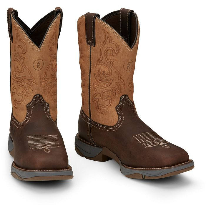 Tony Lama Two-Tone Brown Western Work Boots Vintage Tony Lama Two Tone Brown Leather Western Cowboy  main image 2