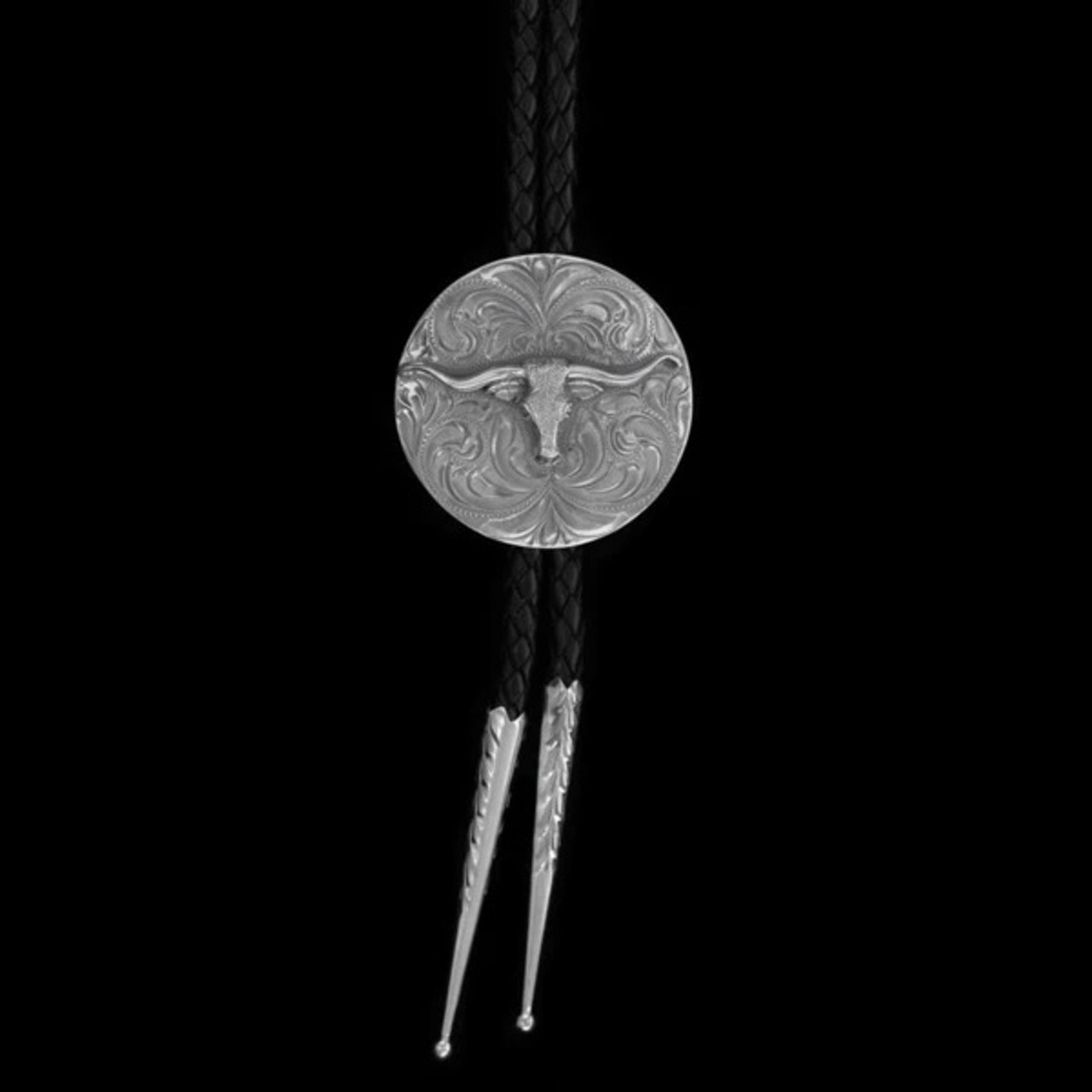 Vogt Men's Accessories - Neckwear - Hand Engraved Sterling Silver Bolo Tie  with Longhorn