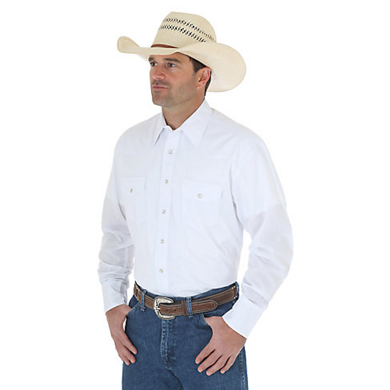 Wrangler Men's Shirt - Snap / White - Billy's Western Wear