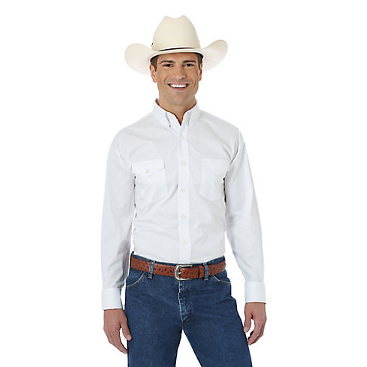 Wrangler Men's Shirt - Twill - White - Billy's Western Wear
