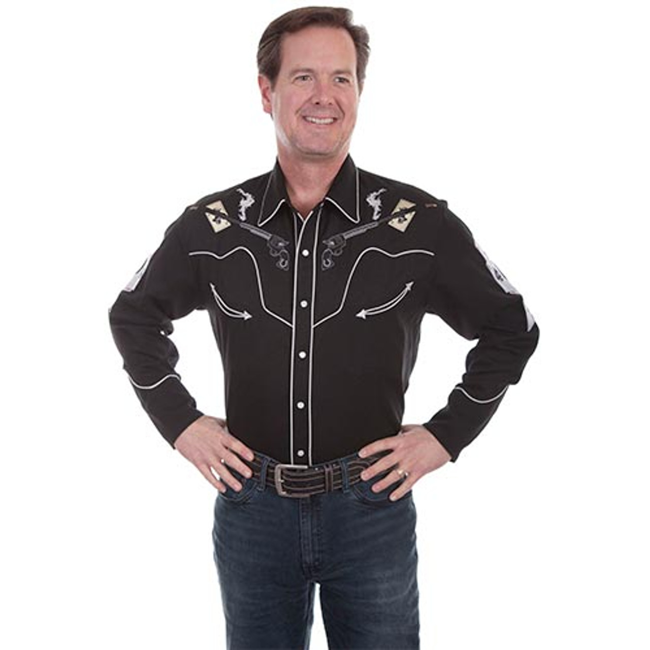 Scully Men's Shirt - Guns / Cards Embroidery Western - Billy's Western Wear