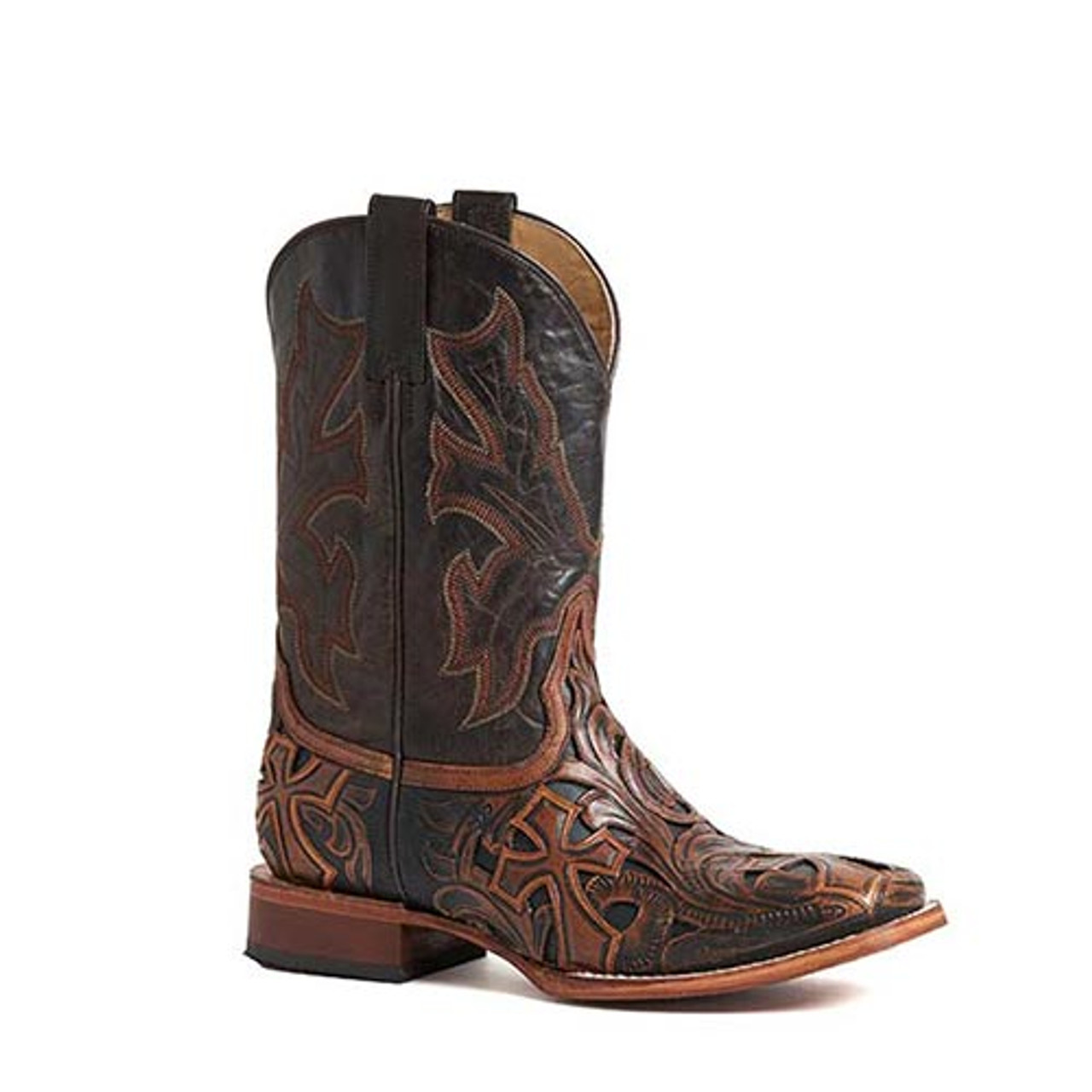 Stetson Men's Boots - Handtooled Cross - Burnished Black - Billy's ...