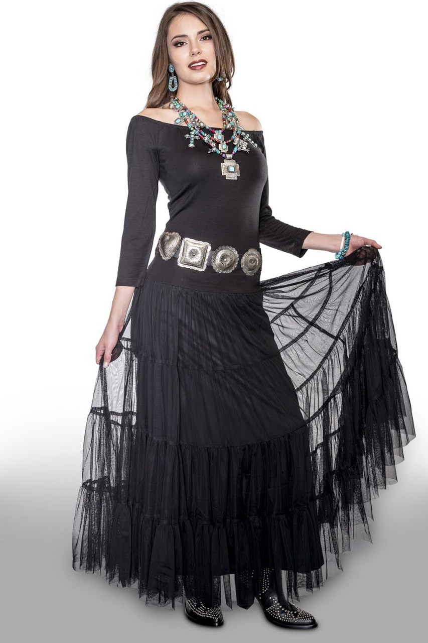 Womens Black Color Flared Gown for Western Wear