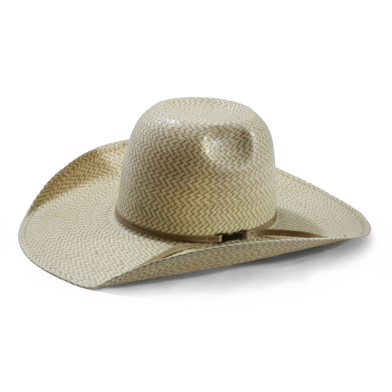 American Hat Straw - 5555 - Two Tone Solid Weave - Ivory / Tan