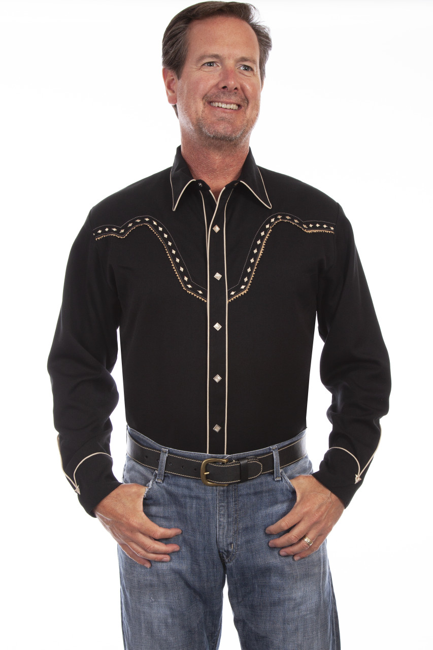 Scully Men's Shirt - Diamond Yoke Embroidered Western - Billy's Western ...