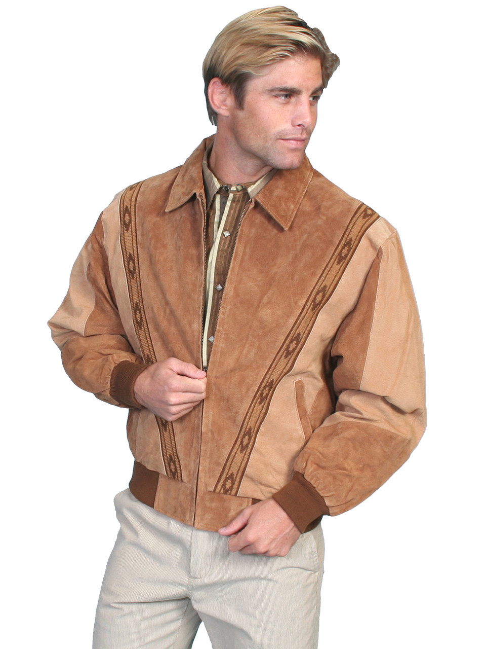 Scully Men's Jacket - Rodeo - Boar Suede - Cafe Brown / Camel